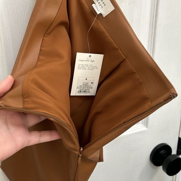 NWT A New Day Women’s Faux Leather Mini Skirt Brown Tan Size 4 High Rise - Picture 13 of 16